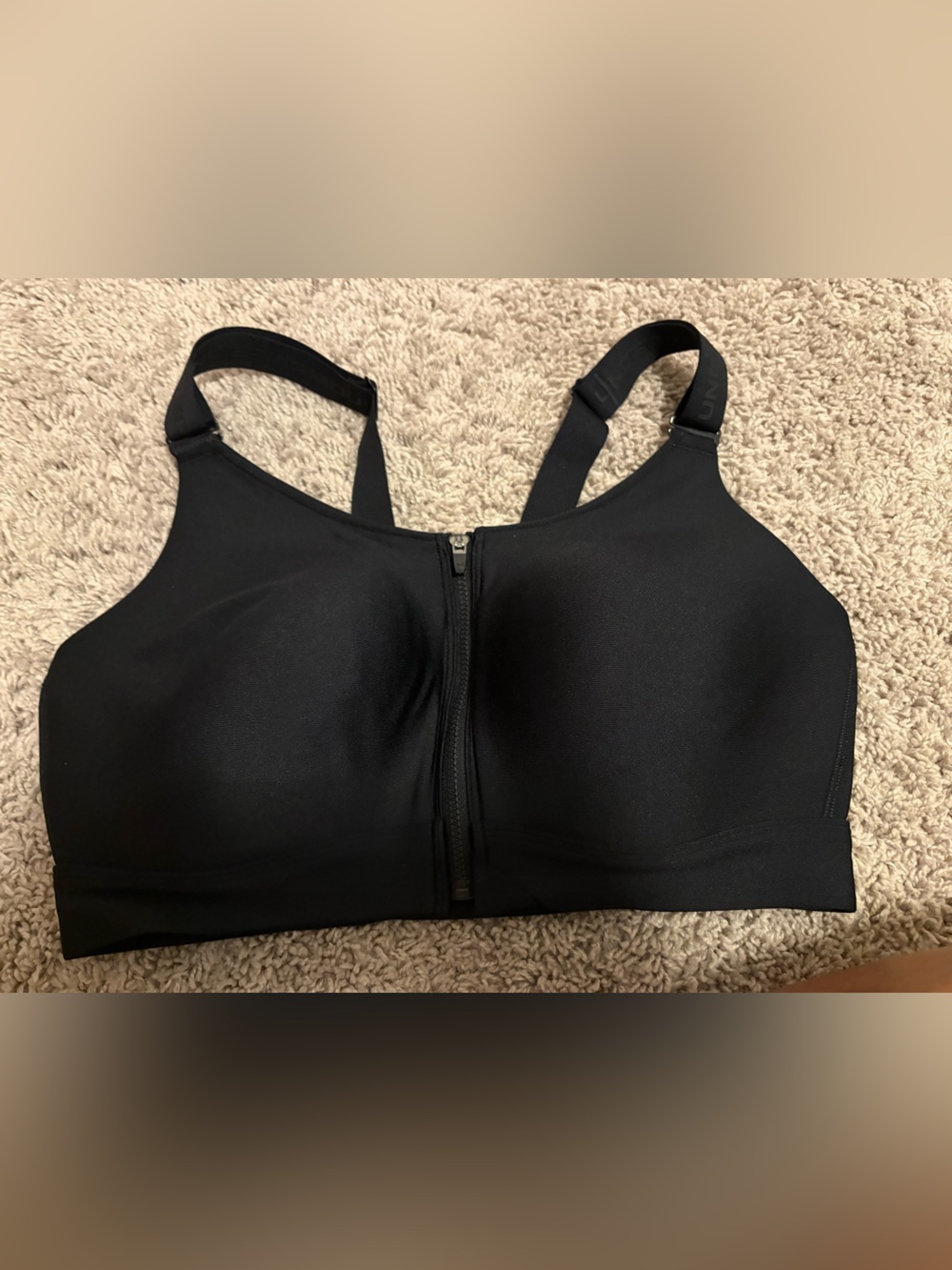Under Armor Black Front-Zip High Support Sports Bra